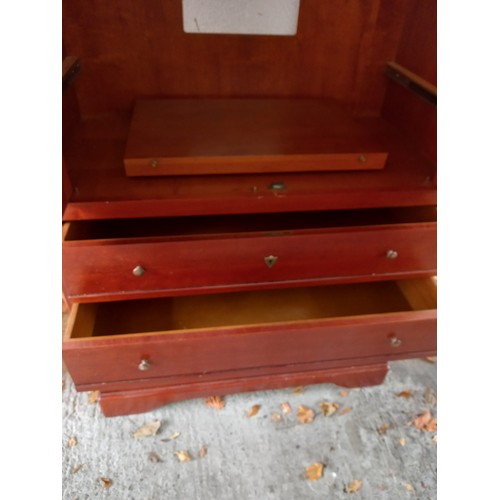 814 - Modern Mahogany Two Door Television Cabinet with Pull Out Rest above Drawers to Base Approximately 3... 