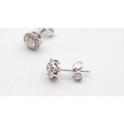 113 - Pair of Halo Set Ladies Diamond Earrings Set in 18 Carat White Gold Attractively Detailed Diamonds o... 