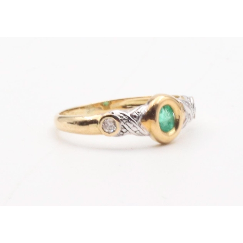 105 - Emerald and Diamond Ring Mounted on 18 Carat Gold Band Ring Size L