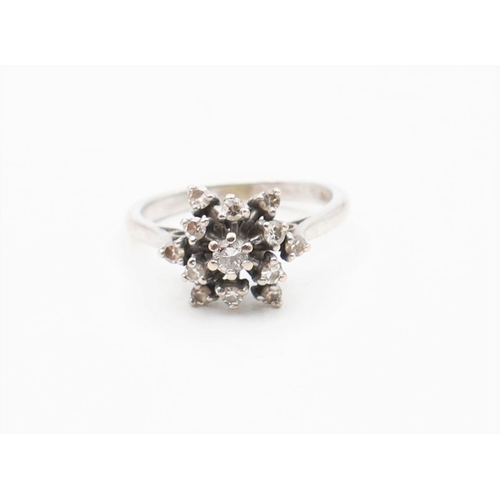 109 - Ladies Diamond Cluster Ring Approximately 0.5 Carat Diamonds Mounted on 18 Carat Gold Ring Size N