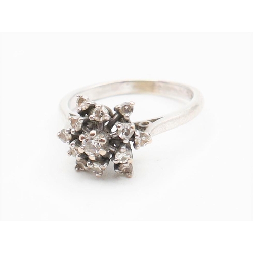 109 - Ladies Diamond Cluster Ring Approximately 0.5 Carat Diamonds Mounted on 18 Carat Gold Ring Size N