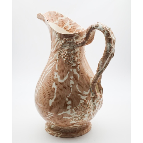 115 - Antique Fired Earthenware Wine Jug with Vine Motif Decoration Attractively Detailed Approximately 10... 