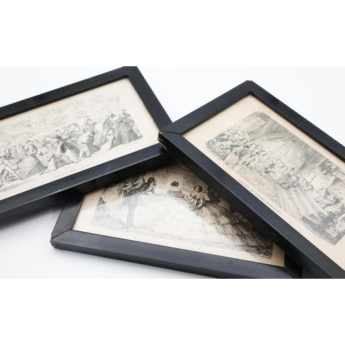 118 - Three Old Engravings Ebonised Frames Each Approximately 7 Inches Wide