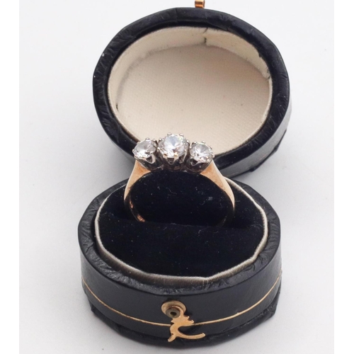12 - Three Stone Diamond Ring Mounted on 9 Carat Yellow Gold Band Ring Size M and a Half Diamonds Approxi... 