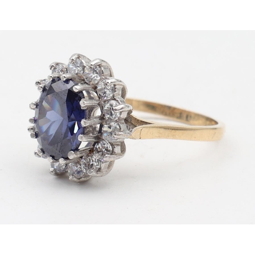 136 - Tanzanite Ladies 9 Carat Yellow Gold Ring Size O