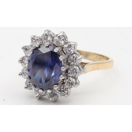 136 - Tanzanite Ladies 9 Carat Yellow Gold Ring Size O