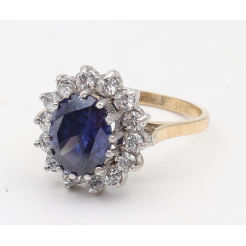 136 - Tanzanite Ladies 9 Carat Yellow Gold Ring Size O