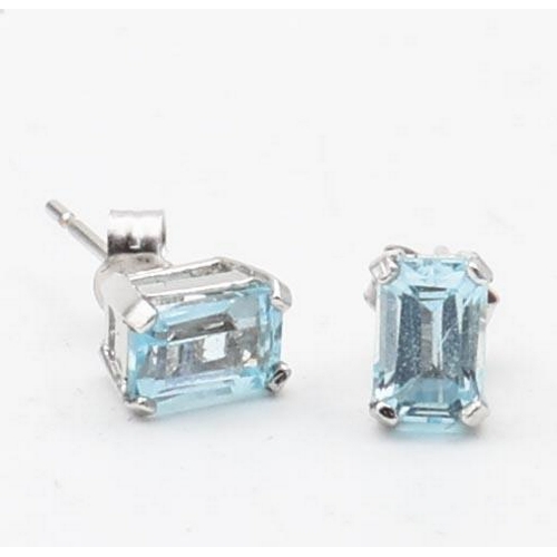 152 - Pair of Blue Topaz 9 Carat White Gold Set Ladies Earrings