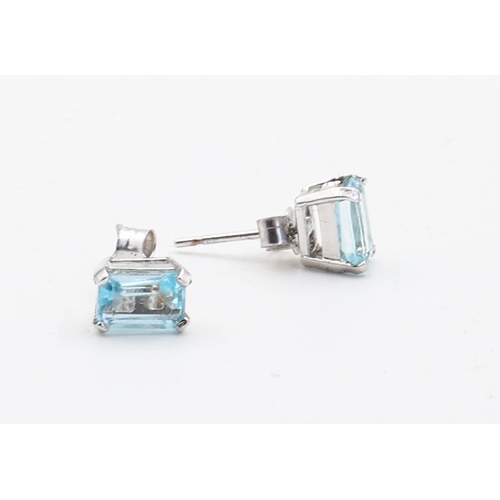 152 - Pair of Blue Topaz 9 Carat White Gold Set Ladies Earrings