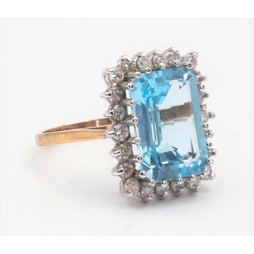 155 - Blue Topaz and Diamond Set Ladies Ring Mounted on 9 Carat Gold Ring Size Q