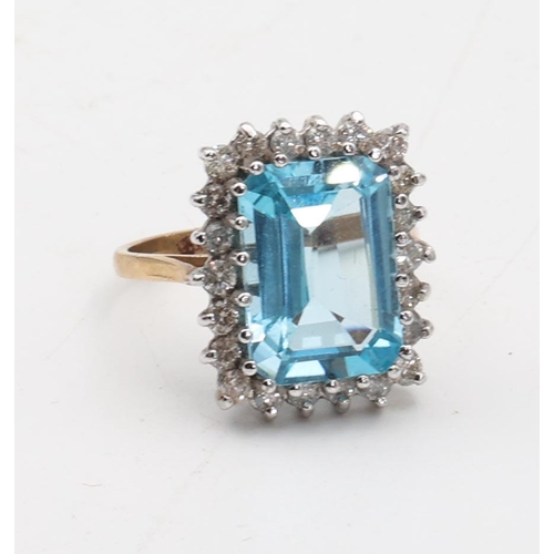 155 - Blue Topaz and Diamond Set Ladies Ring Mounted on 9 Carat Gold Ring Size Q