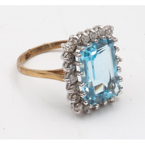 155 - Blue Topaz and Diamond Set Ladies Ring Mounted on 9 Carat Gold Ring Size Q