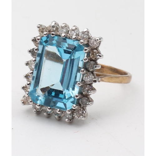 155 - Blue Topaz and Diamond Set Ladies Ring Mounted on 9 Carat Gold Ring Size Q