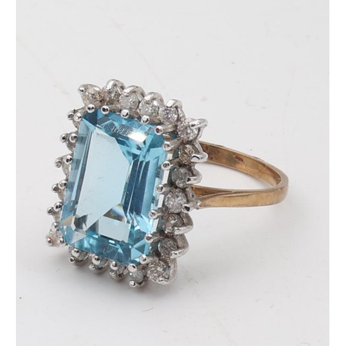 155 - Blue Topaz and Diamond Set Ladies Ring Mounted on 9 Carat Gold Ring Size Q