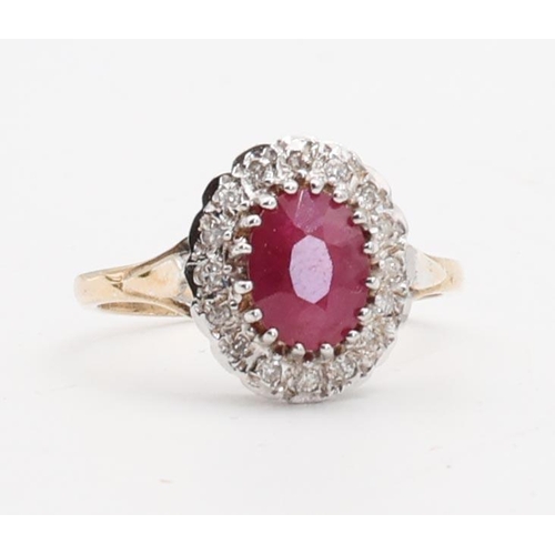 157 - Ruby and Diamond Ladies Ring Mounted on 9 Carat Gold Ring Size P