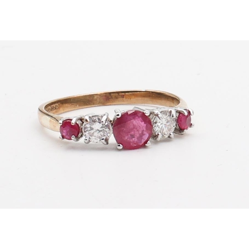 162 - Ruby and Diamond Ladies Ring Mounted on 9 Carat Gold Ring Size P and a Half