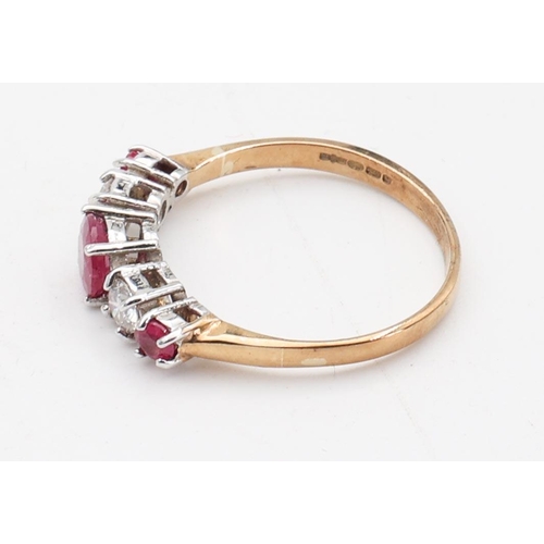 162 - Ruby and Diamond Ladies Ring Mounted on 9 Carat Gold Ring Size P and a Half