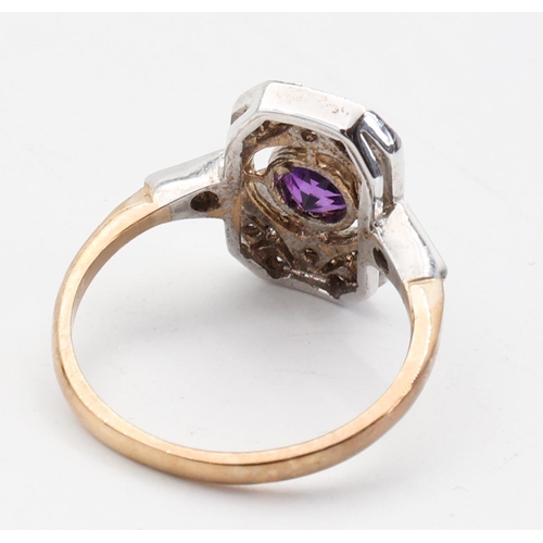 164 - Amethyst and Diamond Ladies Ring Size O