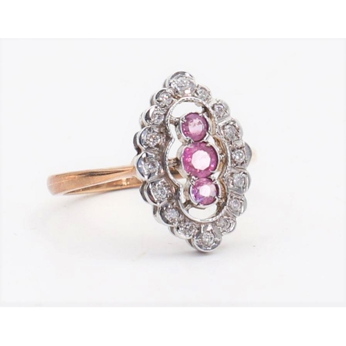 169 - Ruby and Diamond Ladies Ring Mounted on 9 Carat Gold Ring Size O