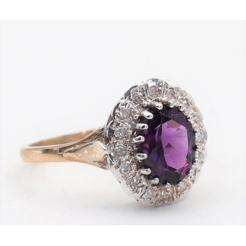 170 - Amethyst and Diamond Ladies Ring Mounted on 9 Carat Gold Size P