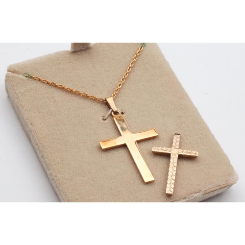 18 - 9 Carat Gold Crucifix Pendant Necklace Mounted on 9 Carat Gold Chain and Another