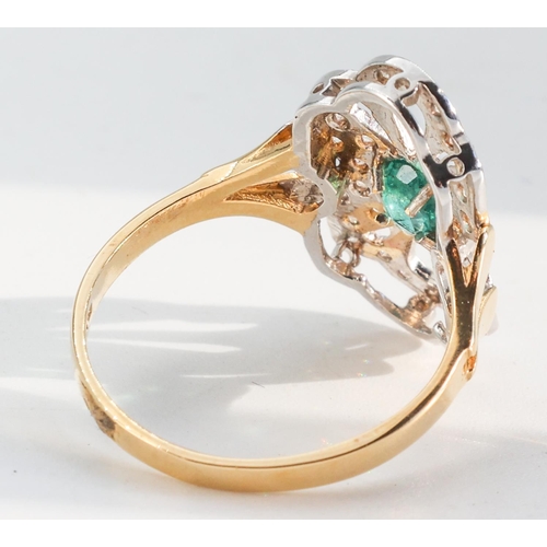 183 - Emerald and Diamond Ladies Ring Mounted on 18 Carat Yellow Gold Ring Size P