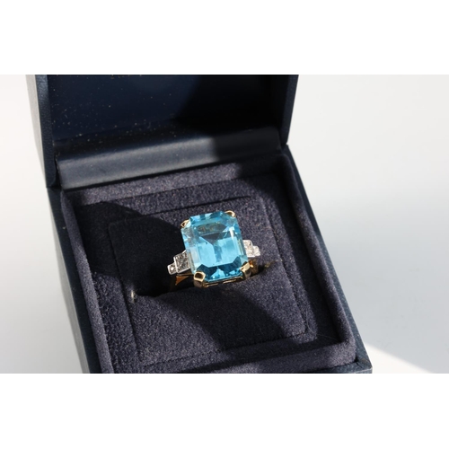 184 - Blue Topaz and Diamond Ladies Ring Mounted on 18 Carat Gold Size O