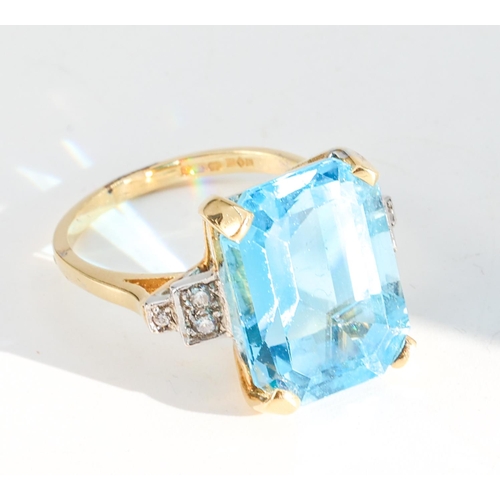 184 - Blue Topaz and Diamond Ladies Ring Mounted on 18 Carat Gold Size O