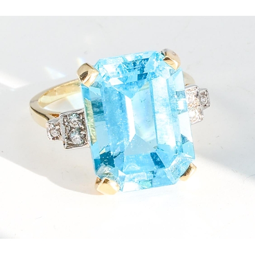 184 - Blue Topaz and Diamond Ladies Ring Mounted on 18 Carat Gold Size O