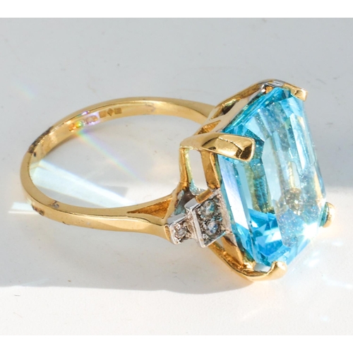 184 - Blue Topaz and Diamond Ladies Ring Mounted on 18 Carat Gold Size O