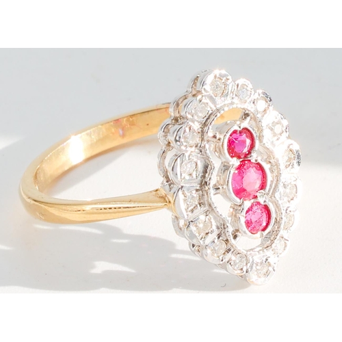 188 - Ruby and Diamond Ladies Ring Mounted on 18 Carat Yellow Gold Ring Size O