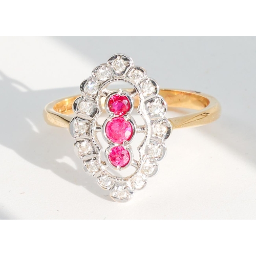 188 - Ruby and Diamond Ladies Ring Mounted on 18 Carat Yellow Gold Ring Size O