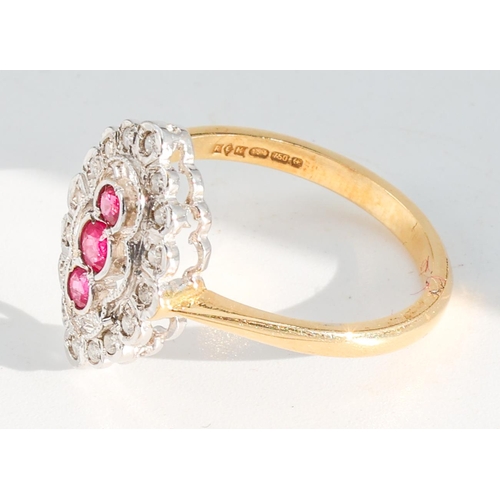 188 - Ruby and Diamond Ladies Ring Mounted on 18 Carat Yellow Gold Ring Size O