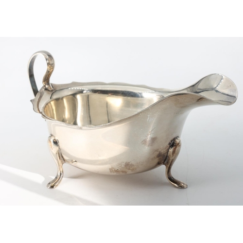 206 - Antique Silver Sauceboat with Shaped Form Handle above Supports