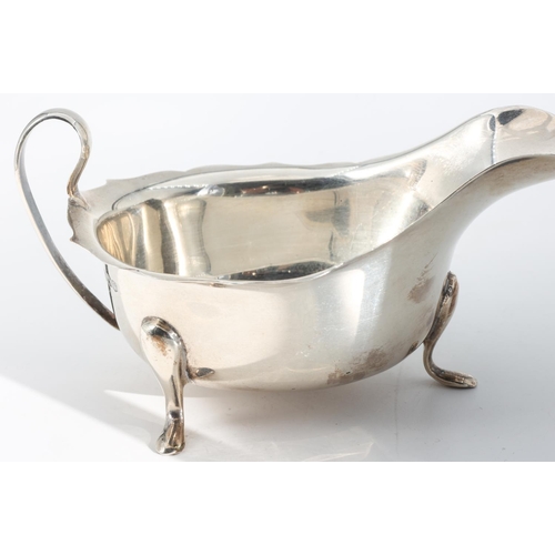 206 - Antique Silver Sauceboat with Shaped Form Handle above Supports