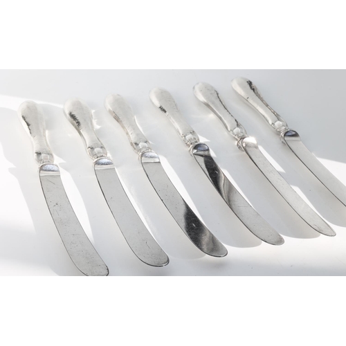 216 - Set of Six Silver Butter Knives Contained within Presentation Case