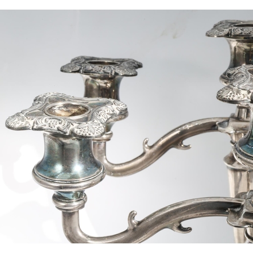 230 - Pair of Silver Plated Three Sconce Candelabra Pedestal Form Shaped Supports Each Approximately 10 In... 