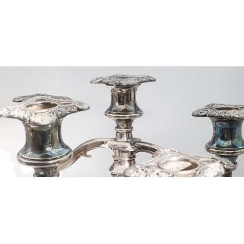 230 - Pair of Silver Plated Three Sconce Candelabra Pedestal Form Shaped Supports Each Approximately 10 In... 