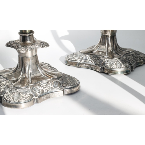 230 - Pair of Silver Plated Three Sconce Candelabra Pedestal Form Shaped Supports Each Approximately 10 In... 