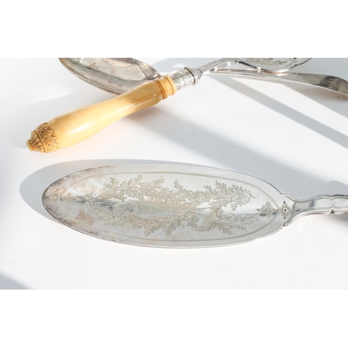 232 - Pair of Silver Plated Fish Servers with Foliate Engraved Decoration to Knife and Fork and Further Fi... 