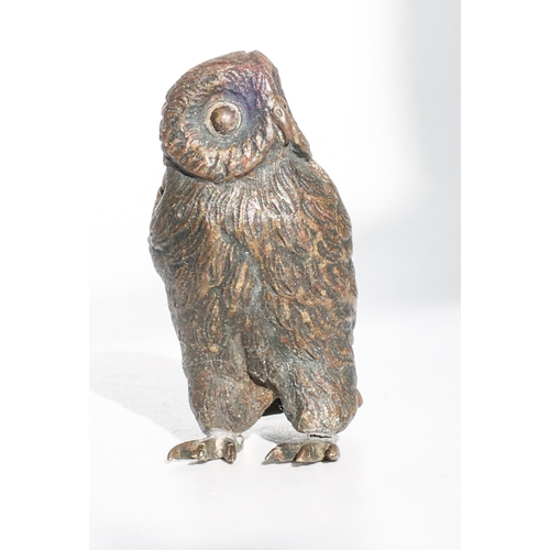 241 - Austrian Cold Painted Bronze Figure of Owl Approximately 4cm High