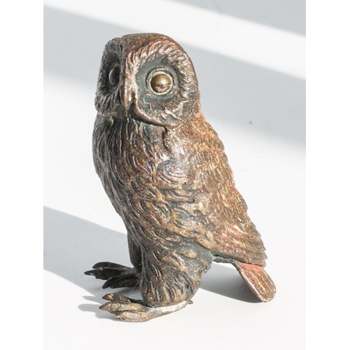 241 - Austrian Cold Painted Bronze Figure of Owl Approximately 4cm High