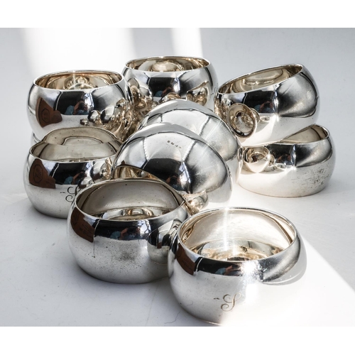 250 - Set of Ten Circular Form Napkin Rings Antique