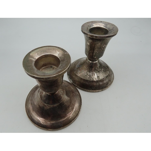 254 - Pair of Antique Silver Pedestal Form Candle Rests Each Approximately 4 Inches High