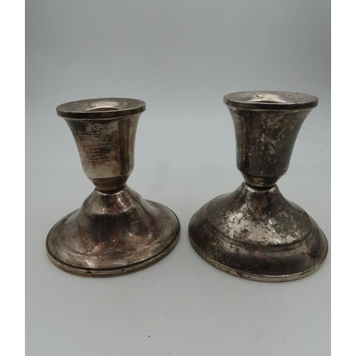 254 - Pair of Antique Silver Pedestal Form Candle Rests Each Approximately 4 Inches High