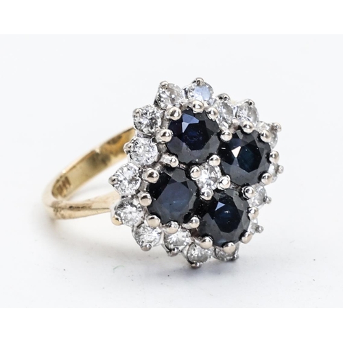 256 - Sapphire and Diamond Ladies Ring Mounted on 18 Carat Yellow Gold Band Ring Size L