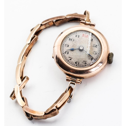 268 - Ladies 9 Carat Yellow Gold Wristwatch Articulated Form