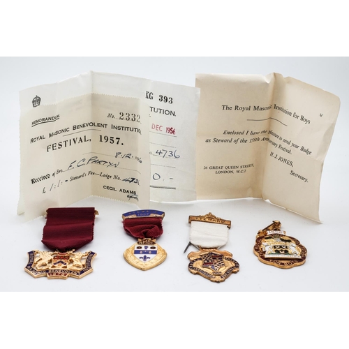 280 - Collection of Four Masonic Medals with Papers