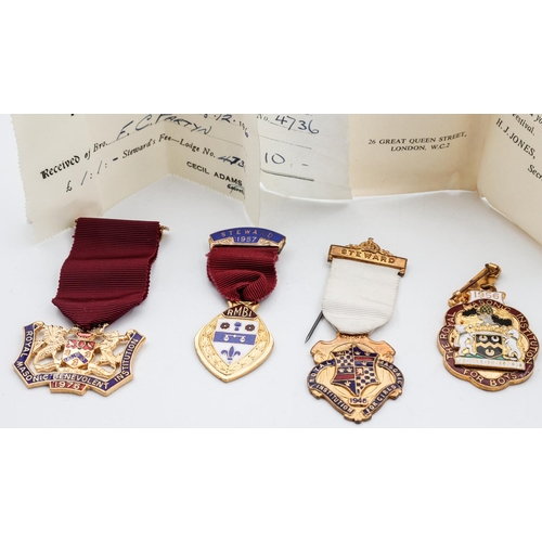 280 - Collection of Four Masonic Medals with Papers