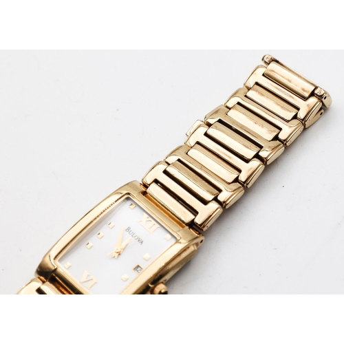 284 - Mans Belova Gold Filled Watch Articulated Bracelet with Safety Clasp